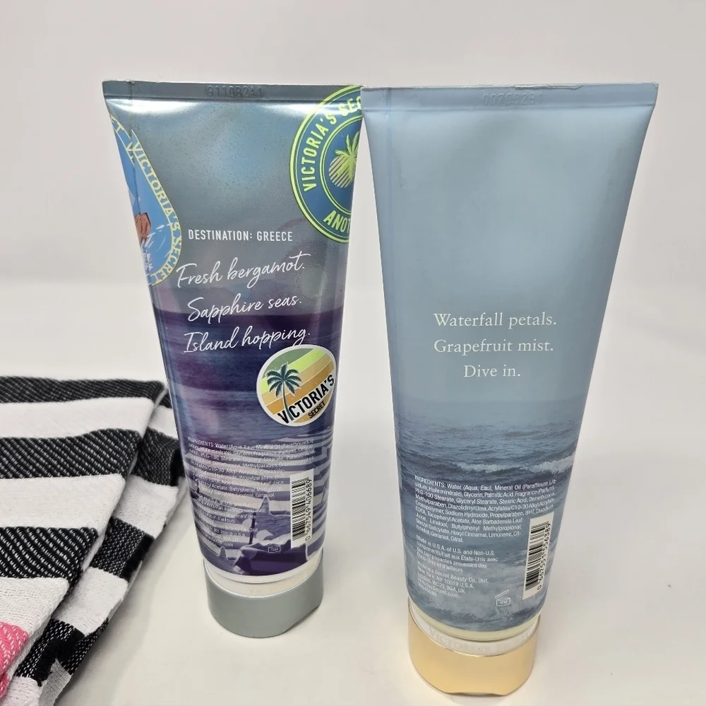 VICTORIA'S SECRET SUMMER BUNDLE BEACH TOWEL SET OF 2 FRAGRANCE BODY LOTION 8 OZ